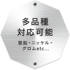 多品種対応可能亜鉛・ニッケル・グロムetc